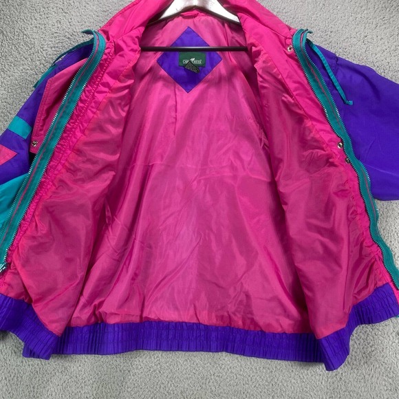 Cabin Creek Jacket Womens Large Purple Nylon Retro Colorblock 90s NO Liner - Picture 10 of 16